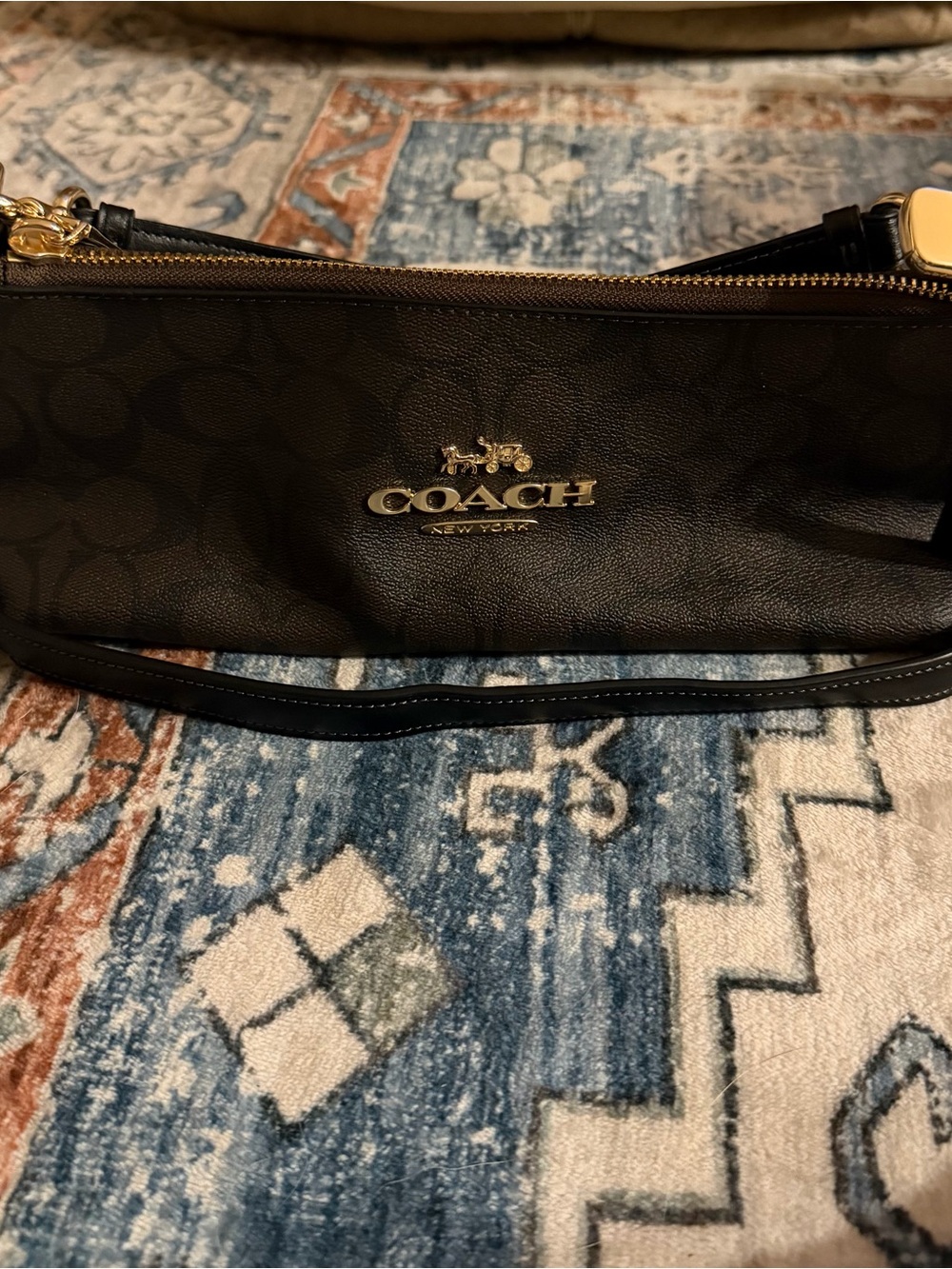 Coach Brown with Black Accents Signature Leather Purse